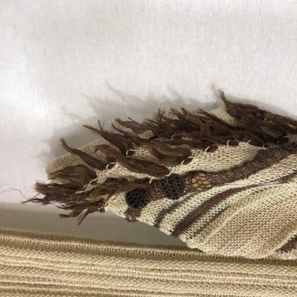 Nie + Zoe Large Khaki Cardigan Sweater Fringe Bohemian Style - Picture 7 of 10